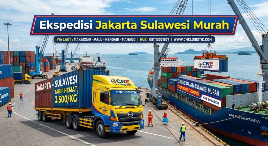 buatkan gambar nya sekarng berjudul Ekspedisi Jakarta Sulawesi Murah