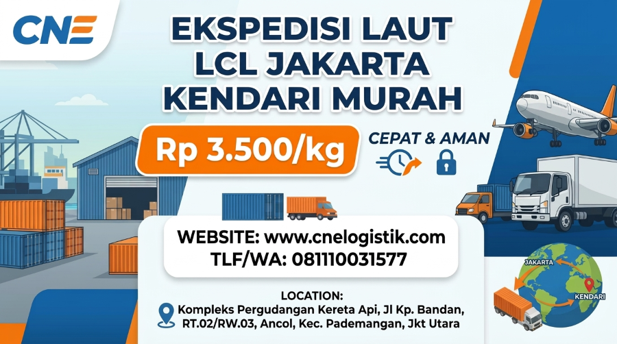 Ekspedisi Laut LCL 3.500/kg Jakarta Kendari Murah