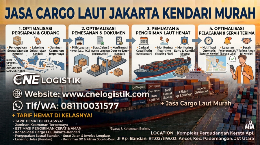 Jasa Cargo Laut Jakarta Kendari Murah Rp 3.500/kg