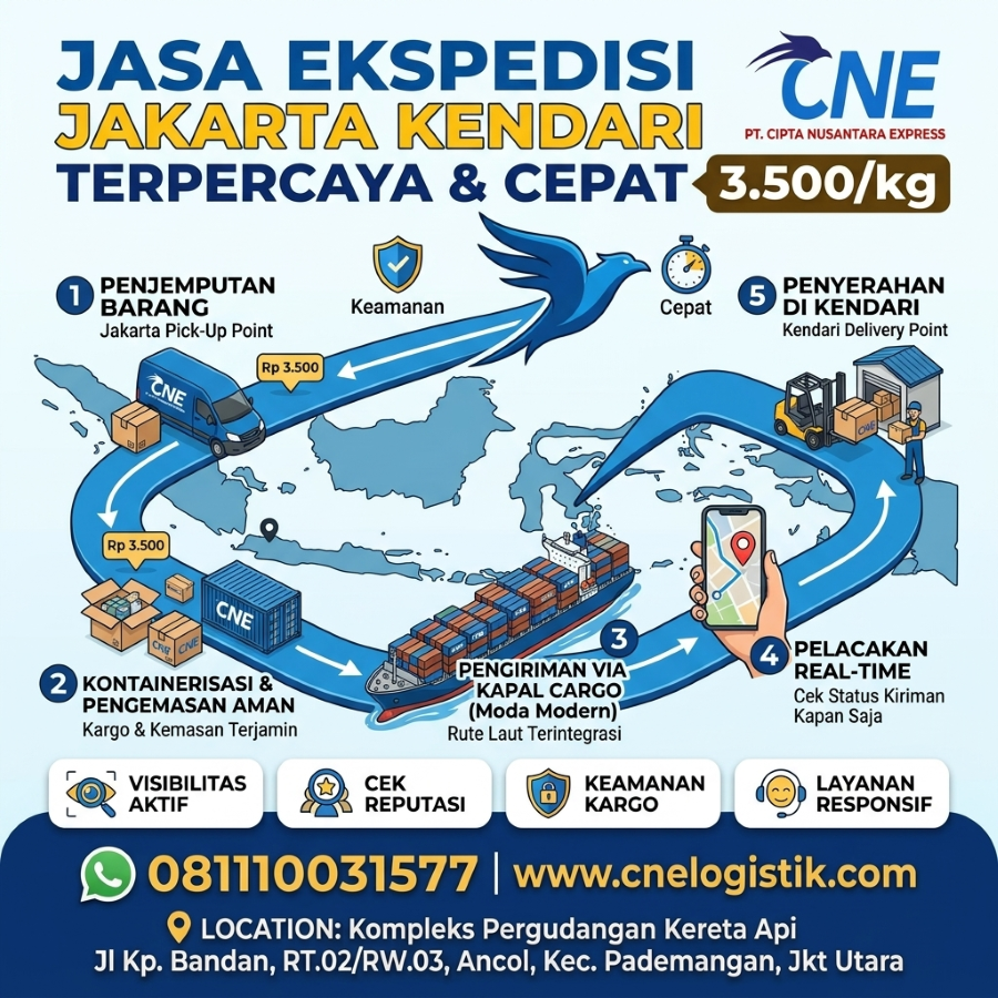 Jasa Ekspedisi Jakarta Kendari 3.500/kg Terpercaya, & Cepat - CNE Logistik