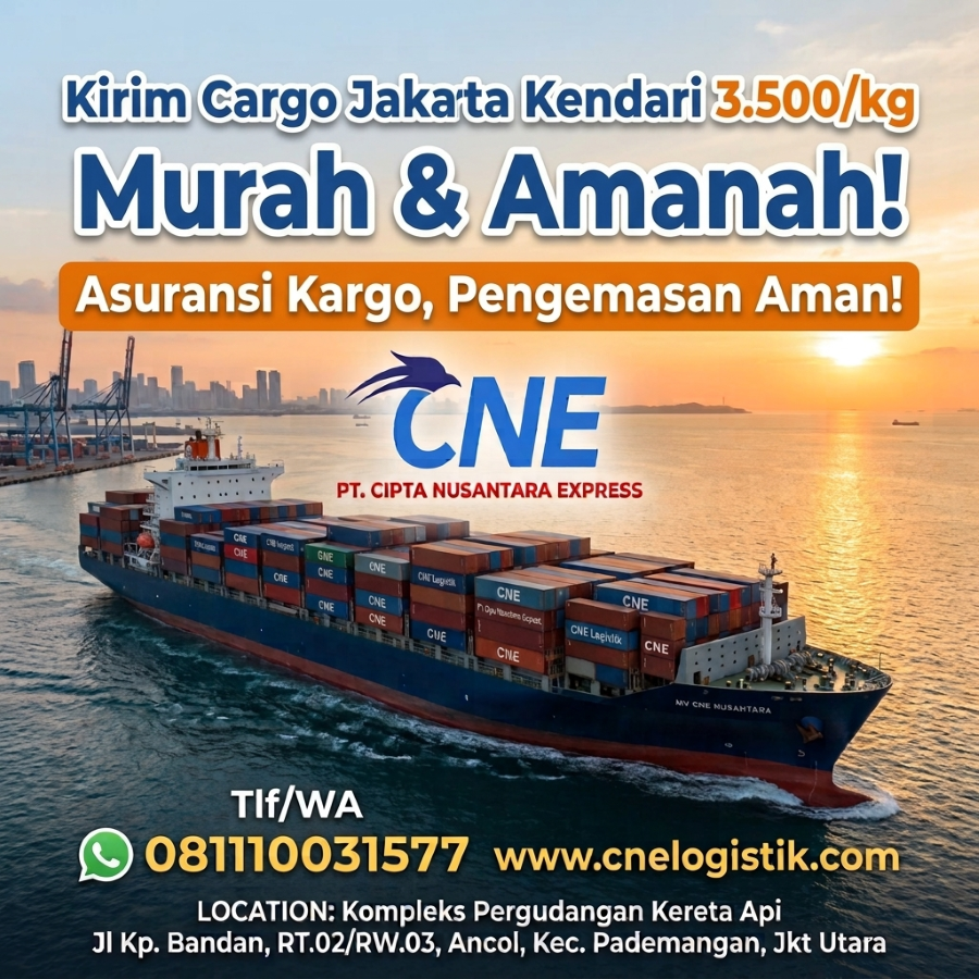Kirim Cargo Jakarta Kendari 3.500/kg Murah & Amanah - CNE Logistik