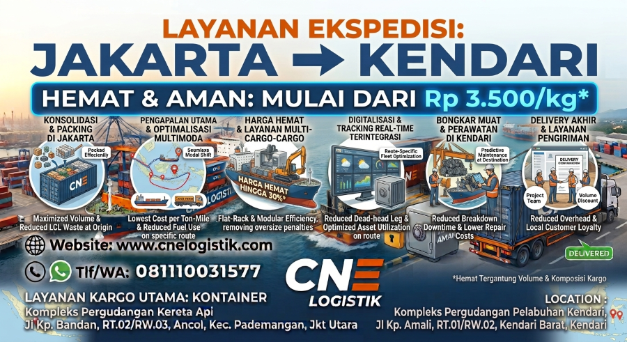 Layanan Ekspedisi Jakarta Kendari Murah 3,500/kg & Aman