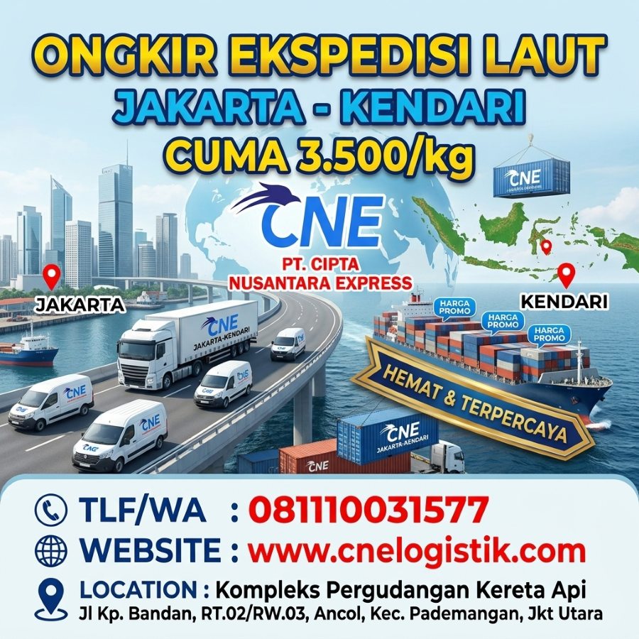 Ongkir Ekspedisi Laut Jakarta Kendari Cuma 3.500/kg Hemat