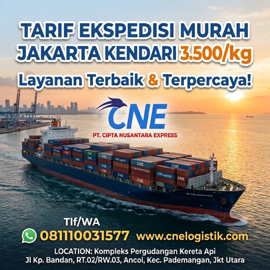 Tarif Ekspedisi Murah Jakarta Kendari 3.500/kg Terbaik